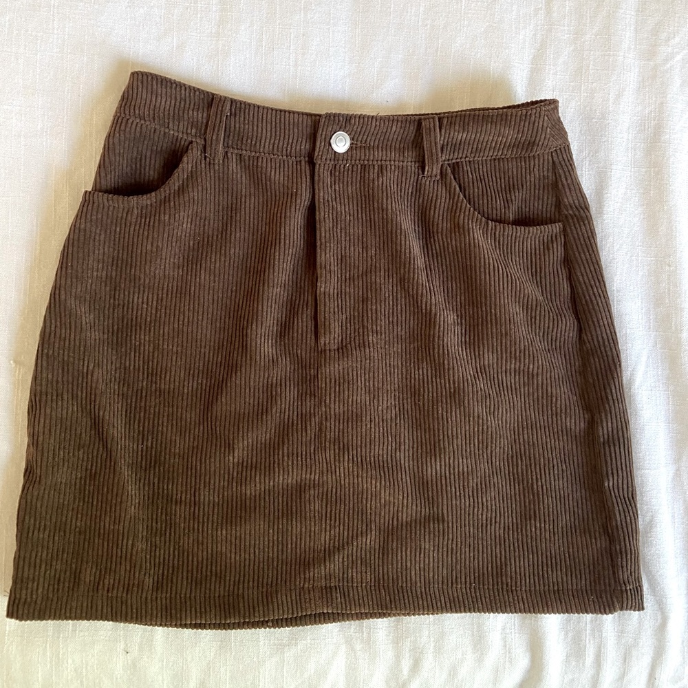 SHEIN brown corduroy skirt